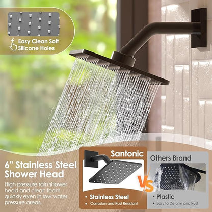 Replacement for Delta Shower Trim Kit 14 Series, Bath Tub Matte Black Shower Faucet Set, 6-Inch Black Shower Head and Handle Set(Valve/Cartridge Not Included)