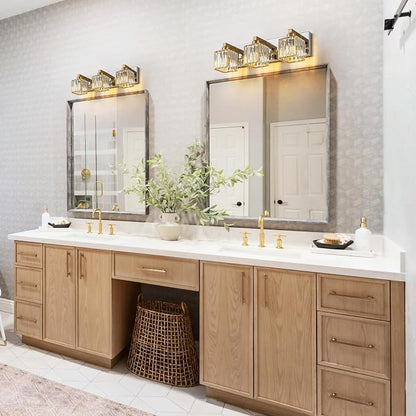 Gold Chrome Crystal Bathroom Light 3-Light Modern Bathroom Vanity Light Fixtures Over Mirror Wall Sconce