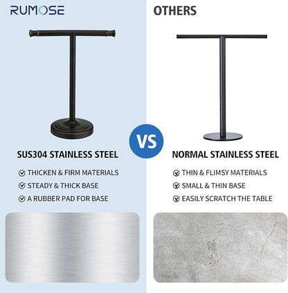 RUMOSE Oil Rubbed Bronze Hand Towel Holder Stand Countertop Towel Rack | 13 Inch Bathroom Kitchen Vanity T-Shape Towel Stand Free Standing Stainless Steel Towel Bar Towel Ring