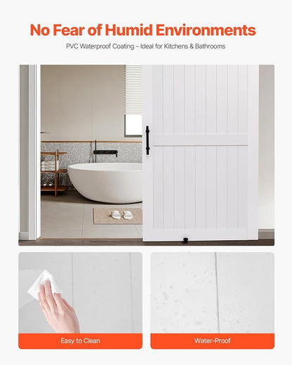 VEVOR Sliding Barn Door, 48 x 84 inch, High-Strength MDF Panel, Barn Door with Hardware Kit, Water-Proof PVC Surface, Easy to Install, H-Frame, Smoothly and Quietly Sliding for Living Room, Bathroom