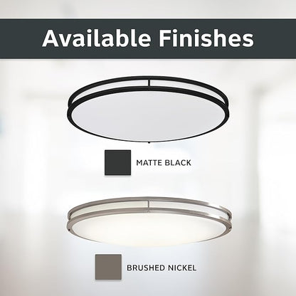 Designers Fountain Flush Mount Ceiling Light, 24 Inch Oval LED Lighting Fixture Kitchen, Bedroom, Bathroom, and Hallway, Dimmable, 2800 Lumens, 3000K/4000K/5000K, Brushed Nickel, EV1424C3C-35