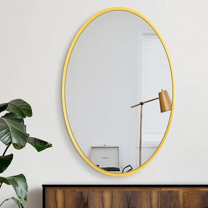 38x26 Gold Oval Bathroom Mirror for Over Sink, Aluminum Frame | HD Reflection No Distortion, Aluminum Frame, Mounting Hardware for Vertical or Horizontal Mount
