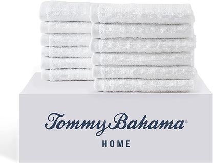 Tommy Bahama - Washcloths, Soft & Absorbent Cotton Towels, Low Linting & Fade Resistant, Oeko-Tex Certified (Northern Pacific White, 12 Piece)
