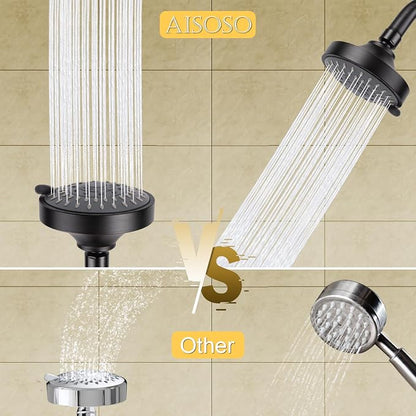 AISOSO High Pressure Rain Shower Head 5 Modes 4.1 Inch Oil Rubbed Bronze | Low Water Pressure Compatible, Powerful Spray Fixed Showerhead for a Relaxing Indoor & Outdoor Shower
