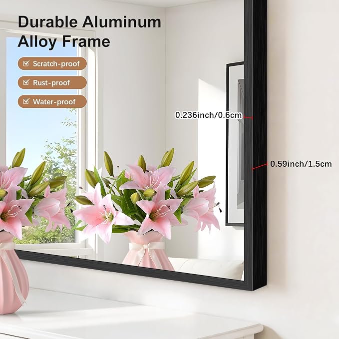 Arched Bathroom Mirror 42x42 Inch, Bathroom Mirror for Over Sink, Wide Wall Mounted Vanity Mirror with Aluminum Frame & Tempered Glass, Ideal for Bedroom, Entryway, Living Room, Mantel, Gold