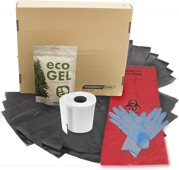 Potty Box Complete Toilet Set, Portable, Collapsible Toilet with Liners and Toilet Chemicals. 1 Pack