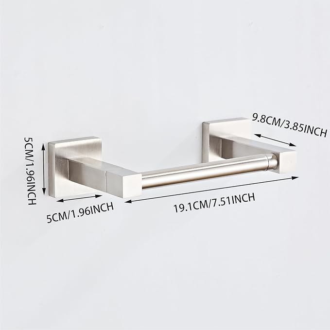 Toilet Paper Holder Wall Mount, Brushed Nickel Bathroom Toilet Paper Holder for SUS 304 Stainless Steel, Double Post Pivoting Square Toilet Paper Roll Holder for Bathroom RV Paper Towels for TP