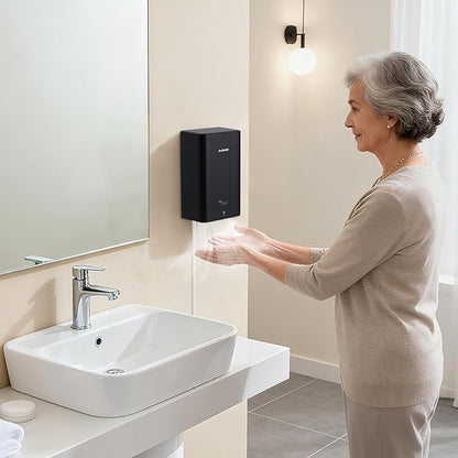 AIKE Compact Hand Dryer for Bathroom, ABS Polycarbonate 110V Black,AK2822 | High Speed Slim Blade Hand Dryer,Plug-in Easy Install and Compact Design,Smart Warm for Home Bathroom,No Paper Waste and Cost