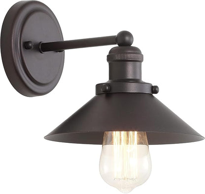 JONATHAN Y 7.88" Oil Rubbed Bronze 1-Light Industrial Farmhouse Metal Vanity Light Wall Sconce, Metal Shade for Bathroom Mirror, Kitchen, Entryway, LED Bulb Included (JYL7426A)