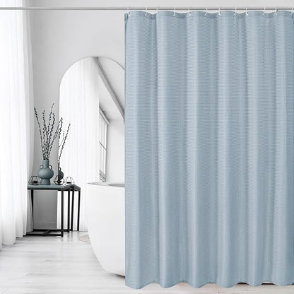 Long Fog Blue Fabric Shower Curtain, 72 x 78 | Tall Cloth-Textured Shower Curtain for Bathroom, Water Repellent, Machine Washable