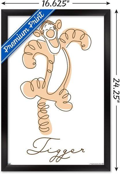 Trends International Disney Simple Moments Line Art - Tigger Wall Poster, 22.4L x 14.7W, Black Framed Version