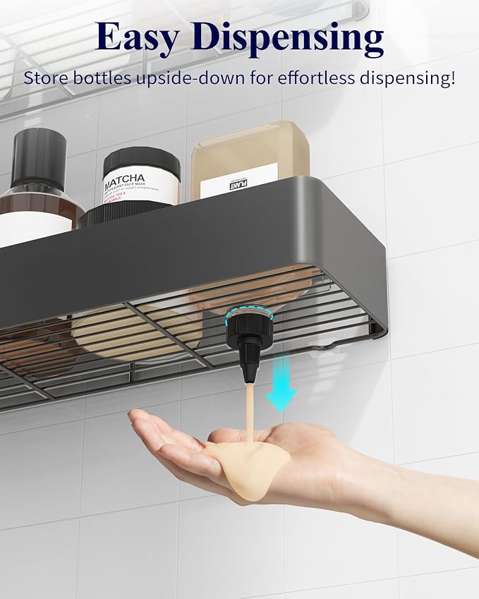 Kitsure Shower Caddy Adhesive, Shower Organizer, XX-Large, Dark Grey | 2 Pack Shower Shelf for Inside Shower, 100% Rustproof Metal Shelves, No-Drill Bathroom Organizers and Storage