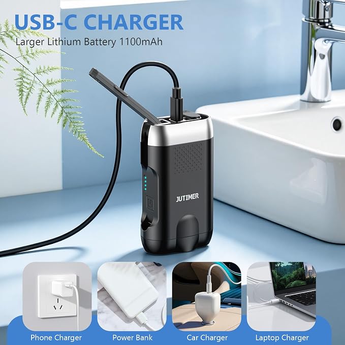Electric Portable Travel Bidet with 260ml/380ml Tank, Dual Spray | Handheld Peri Bottle for Postpartum Care, Hemorrhoid Relief & Travel, USB Rechargeable Bidet Sprayer for Camping.