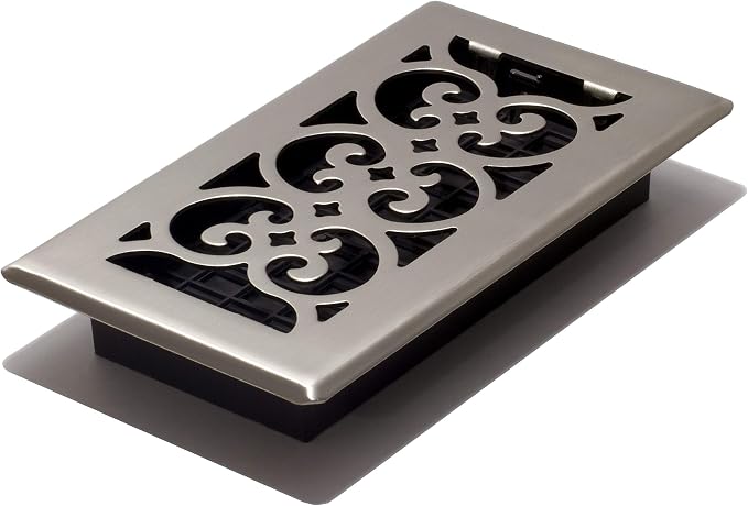 Decor Grates SPH408-NKL Floor Register, 4x8, Brushed Nickel Finish
