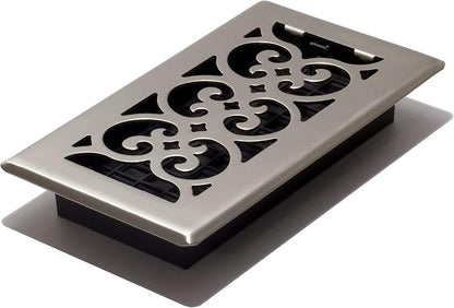 Decor Grates SPH408-NKL Floor Register, 4x8, Brushed Nickel Finish