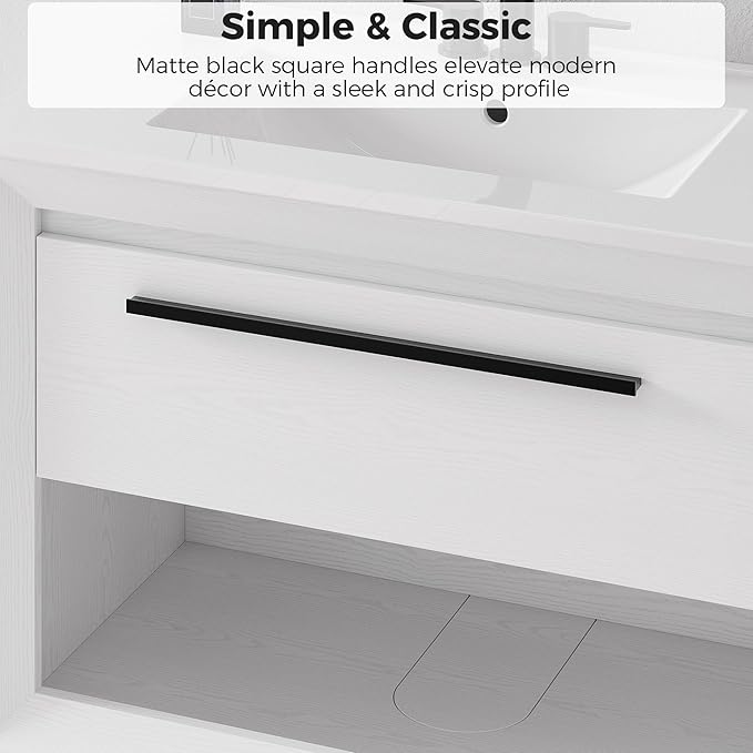 IRONCK 30" Bathroom Vanity with Sink, Wall Mounted Bathroom Vanity with 1 Drawer ＆ 1 Open Shelf, Modern Floating Bathroom Sink Cabinet with Undermount Ceramic Sink, Easy Assembly, White