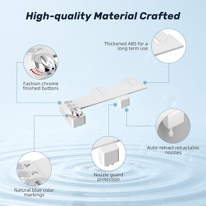 Bidet Attachment for Toilet Seat, Non Electric, Hot/Cold Water Contral | Dual Nozzle Bidets Sprayer with Rear/Feminine Wash Self Cleaning Spray-Adjustable Bidets Wash Butt Cleaner for Bathroom
