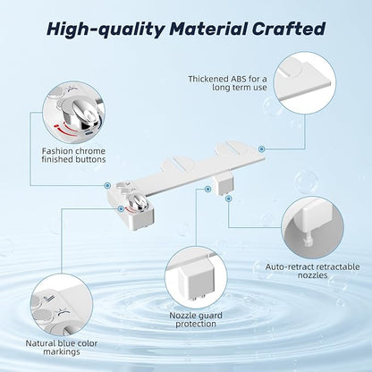 Bidet Attachment for Toilet Seat, Non Electric, Hot/Cold Water Contral | Dual Nozzle Bidets Sprayer with Rear/Feminine Wash Self Cleaning Spray-Adjustable Bidets Wash Butt Cleaner for Bathroom