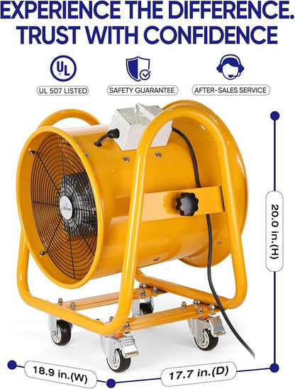 iLiving Utility High Velocity Blower, Fume Extractor, Portable Exhaust and Ventilator Fan (Utility 16")