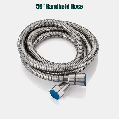Heyalan Hand-held Shower Head Set-SUS304 Handheld Shower, Brushed Nickel | SUS304 stainless steel wand, curved-style design, single rain spray, 59-inch long hose and standard 1/2-inch connection