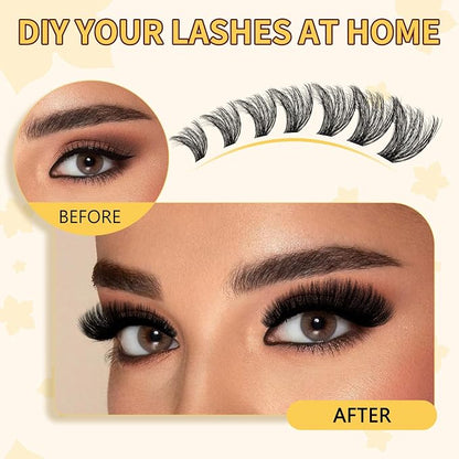 QUEWEL Lash Clusters Kit, 320Pcs 80D+100D 3D Lash Cluster Eyelash Extensions 12-18mm Volume Lash Clusters Kit with Lash Bond and Seal and Lash Tweezers Easy DIY at Home(80+100D 3D Kit) | 12-18mm Volume Lash Clusters Kit with Lash Bond and Seal and Lash...