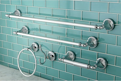 Kingston Brass Naples 5-Piece Accessory Set with 18" & 24" Towel Bar, Towel Ring, Robe Hook & Toilet Paper Holder, Polished Chrome
