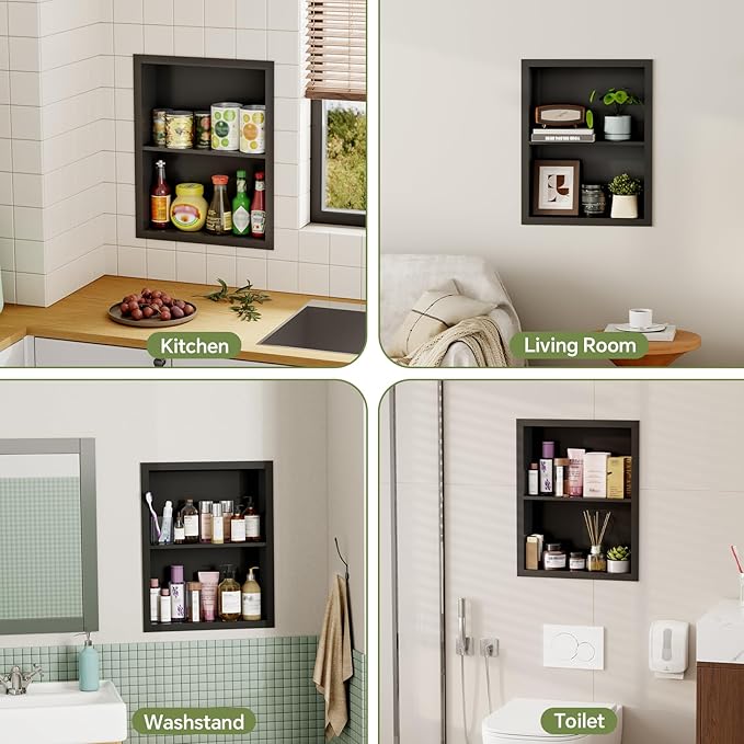 14x18 Medicine Cabinet Recessed Stainless Steel, 2-Tier, Medicine Cabinet Organizer,Stainless Steel Wall Niche, Bathroom Wall Cabinet, Recessed Bathroom Cabinet, Cabinet recessed Wall Cabinet
