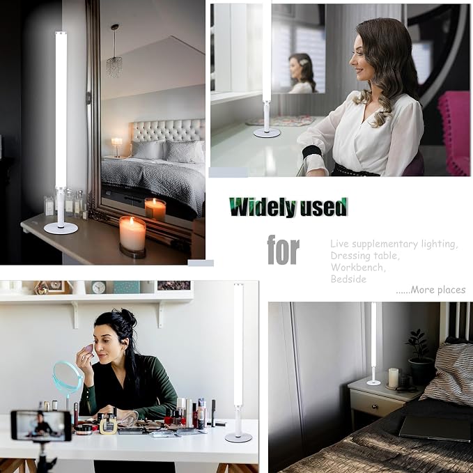 LED Vanity Lights for Mirror, Ultra bright/RA90/6000K/Dimming/Timer Makeup Lights, Height Adjustable 12V/18W Fill Light for Mirror, for Make up, Photography, Video Recording Conference Lighting