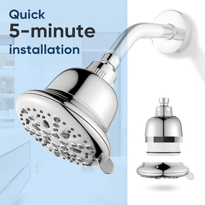 Cobbe Filtered Shower Head, 7 Modes High Pressure Shower Heads Chrome | Shower Head with Filters for Hard Water for Remove Chlorine and Harmful Substances (Luxury Polished Chrome, 5 Inch Round)