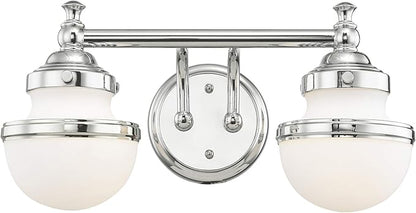 Livex Lighting 5712-05 Transitional Two Light Bath Vanity from Oldwick Collection Finish, Polished Chrome 15 x 7.25 x 8.25