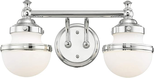 Livex Lighting 5712-05 Transitional Two Light Bath Vanity from Oldwick Collection Finish, Polished Chrome 15 x 7.25 x 8.25