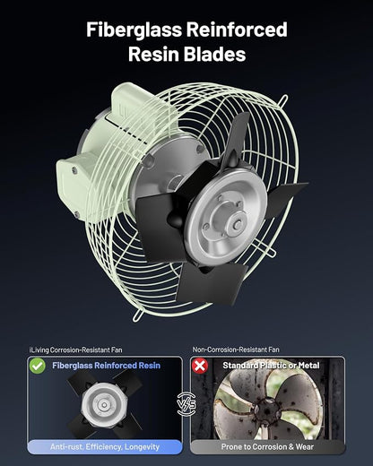 iLiving 12-Inch Corrosion Resistance Shutter Exhaust Fan, Single Speed