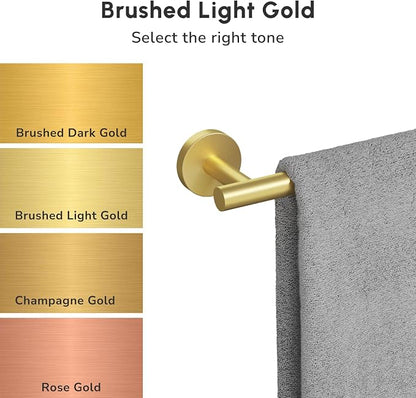 8PCS Brushed Gold Bathroom Hardware Set, 18-Inch Towel Bar Set | Durable SUS304 Stainless Steel Bathroom Accessories Set, Towel Racks for Bathroom Wall Mounted, Modern Home Decor