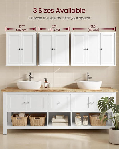 VASAGLE SIREN Collection Bathroom Wall Cabinet, Hanging Storage | Bathroom storage cabinet, for medicines, farmhouse, 2 adjustable shelves, 7.9 x 17.7 x 23.6 Inches