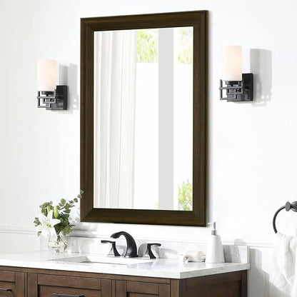 Rustic Wood Wall Mirror for Bathroom,Rectangle 24 x 36 Inch, Black Walnut | Hanging Mirror with Wooden Frame for Living Room,Bedroom,Entryway(Dark Walnut)