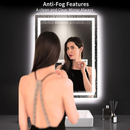 LOAAO 24"X32" LED Bathroom Mirror with Lights, UL Listed | Anti-Fog, Dimmable, 3 Color Temperature, Backlit + Front Lit, Memory Function, Tempered Glass