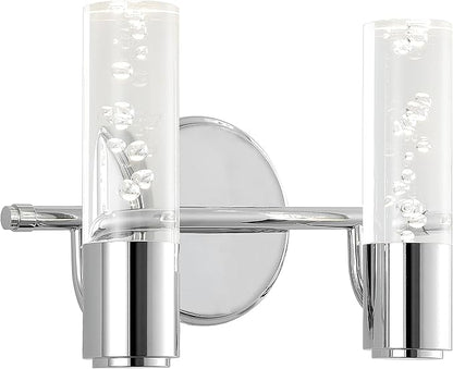 JONATHAN Y 10.75" Chrome Modern Integrated LED Vanity Light Wall Sconce for Bathroom, Clear Bubble Acrylic Shade Minimalist Art Deco Light for Hallway, Entryway, 4000K (JYL7223A)