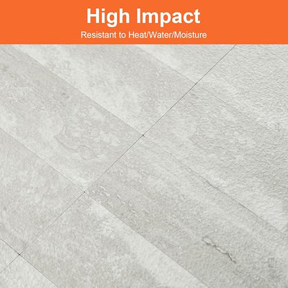 4-Piece Light Gray Stone Peel and Stick Backsplash Tile, 2"x 8" PVC Subway Tiles, Stick on Backsplash for Kitchen/Bathroom/Fireplace