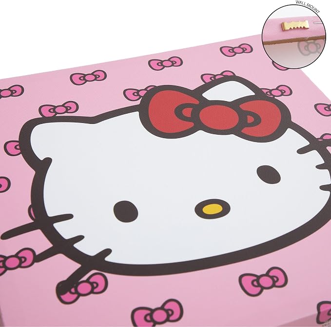 Sanrio Hello Kitty Strawberry and Bow Canvas Wall Art 4 Piece Set for Room Décor,12"x12"