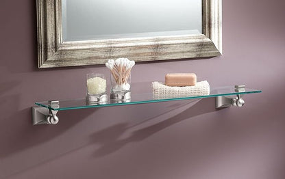 Moen DN8390BN Retreat 22-Inch Wide x 5-Inch Deep Decorative Glass Bathroom Vanity Shelf, Brushed Nickel