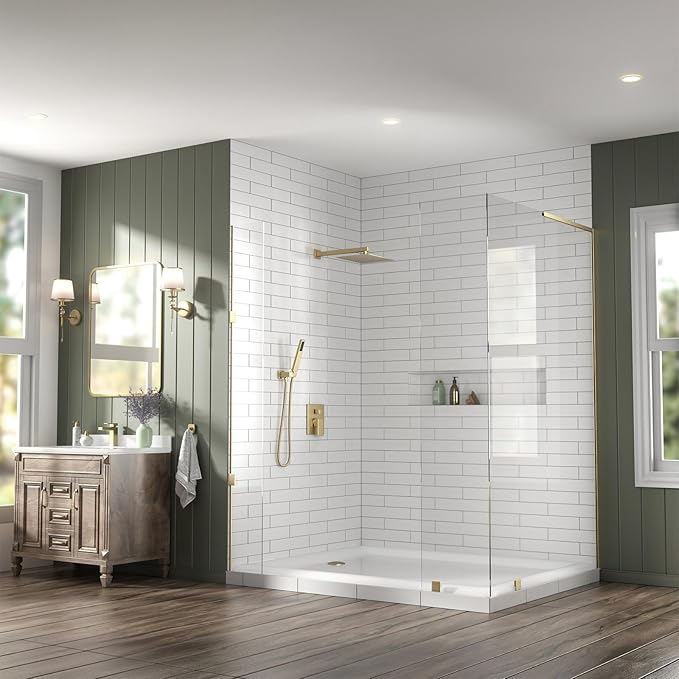 Lava Odoro Modern 2-Setting Square Shower Faucet Set with Shower Head and Handheld Sprayer Gold, Rainfall Shower System with Hand Shower, Shower Valve Trim Kit, Champagne Gold, SF103-CB