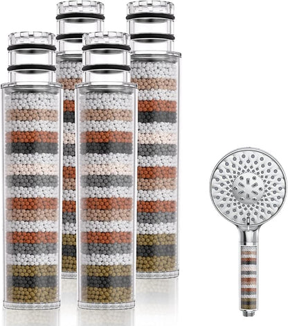 SR SUN RISE Shower Filter for Handheld Shower Head, 4 Pack Replacement Filters for Hard Water Remove Chlorine and Harmful Substances Only Fits SR SUN RISE Shower Head