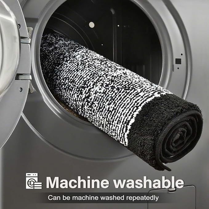 Bathroom Rugs 30x20 Non Slip Washable, Black Bath Mat for Bathroom Floor Tub, Soft Absorbent Quick Dry Mats for Shower, Bathtub,Home Decor