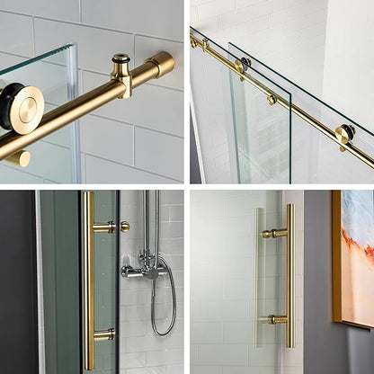 Woodbridge Frameless Shower Doors 44-48" Width x 76" Height with 3/8"(10mm) Clear Tempered Glass in Brushed Gold Finish,MSDC4876-BG