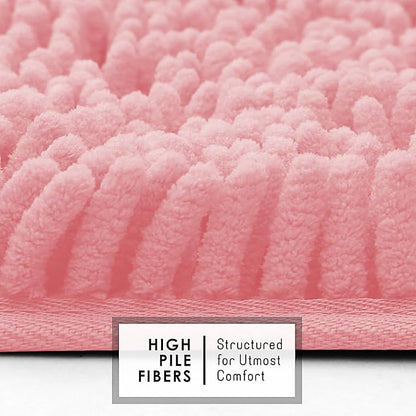 Hearth & Harbor Bathroom Rugs, Chenille Bath Mat - Machine Washable Bath Mats for Bathroom Non-Slip Backing Rubber, Quick Dry Bathroom Mat, 24 x 36 - Pink