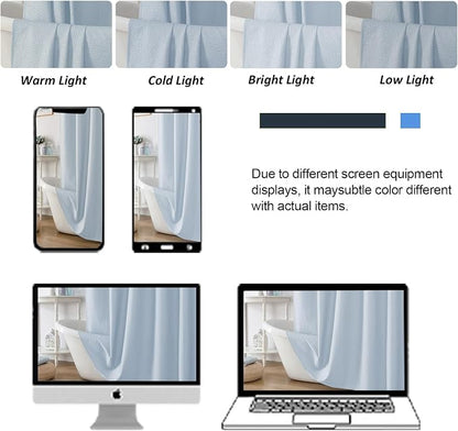 Glacier Blue Shower Curtain for Bathroom 84 Inches Extra Long, Elegant 3D Embossed Textured Cloth Waffle Shower Curtain, Modern Luxury Hotel Style, Water Repellent, Machine Washable, 72X84
