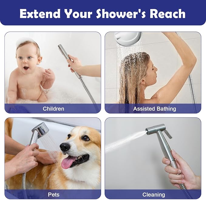 Shower Hose, 70 Inch Extra-Long Stainless Steel Handheld Shower Head Hose with Stainless Steel Insert and Nut,Brushed Nickel Finish