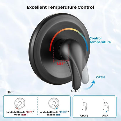 gotonovo Shower Faucet Set with Valve 6 Mode Rain Head Oil Rubbed Bronze | Bathroom Shower Head and Handle Set Complete Combo,6 Mode Multi 6’’ ABS Rainfall Showerhead,Brass Valve Trim Kit,Wall Mount