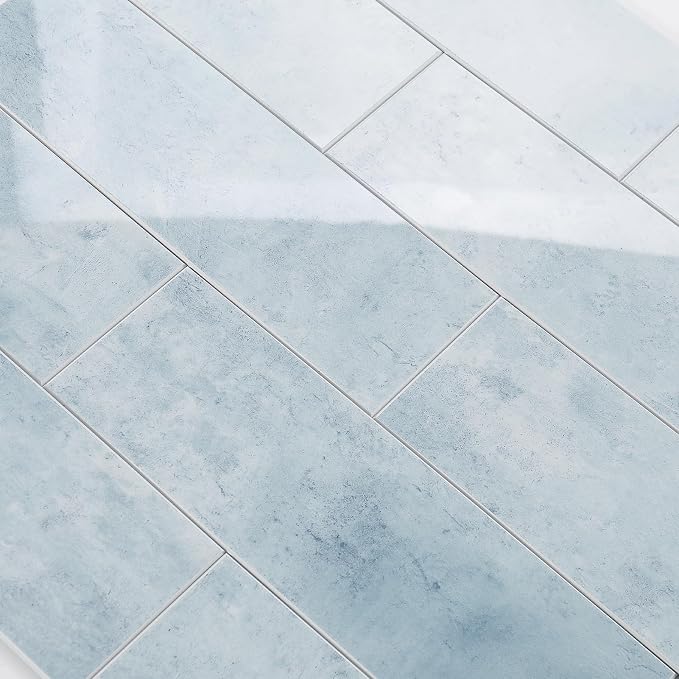 Tilingview 30 PCS Peel and Stick Backsplash Tile for Kitchen/Bathroom/Living Room, 3"x 9" Self-Adhesive Subway Tile for Backsplash, Imitation Glazed Tiles/Handmade Tiles (Glossy Pastel Blue)