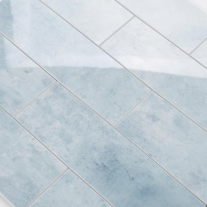 Tilingview 30 PCS Peel and Stick Backsplash Tile for Kitchen/Bathroom/Living Room, 3"x 9" Self-Adhesive Subway Tile for Backsplash, Imitation Glazed Tiles/Handmade Tiles (Glossy Pastel Blue)
